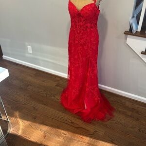 Elegant Red Lace Gown